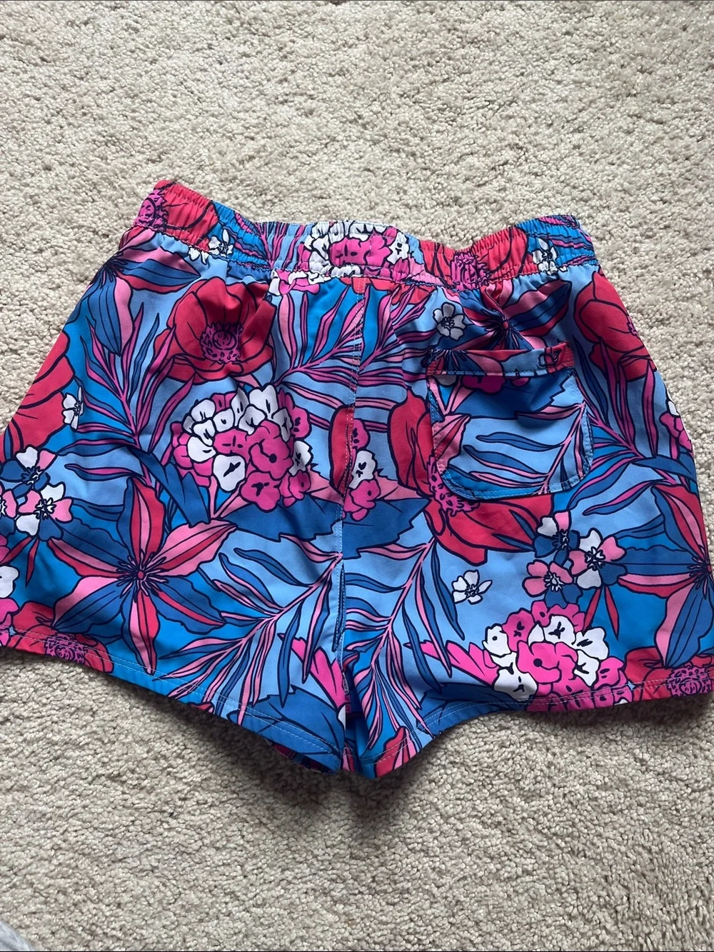 Vineyard Vines Girls Blue & Pink Floral Drawstring Shorts
